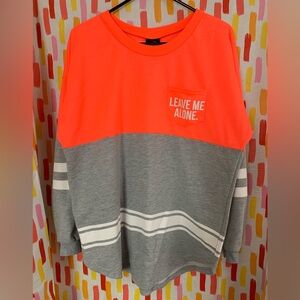 Playful “Leave Me Alone” color-block lightweight sweatshirt - L